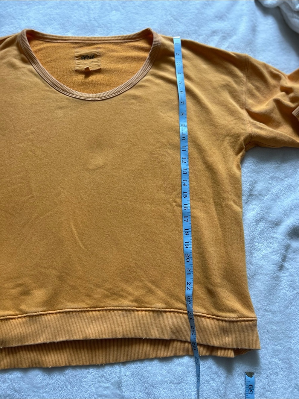 aerie Summer Daze Oversized Crewneck Sweatshirt in Mustard Yellow Marigold Small - Picture 9 of 10